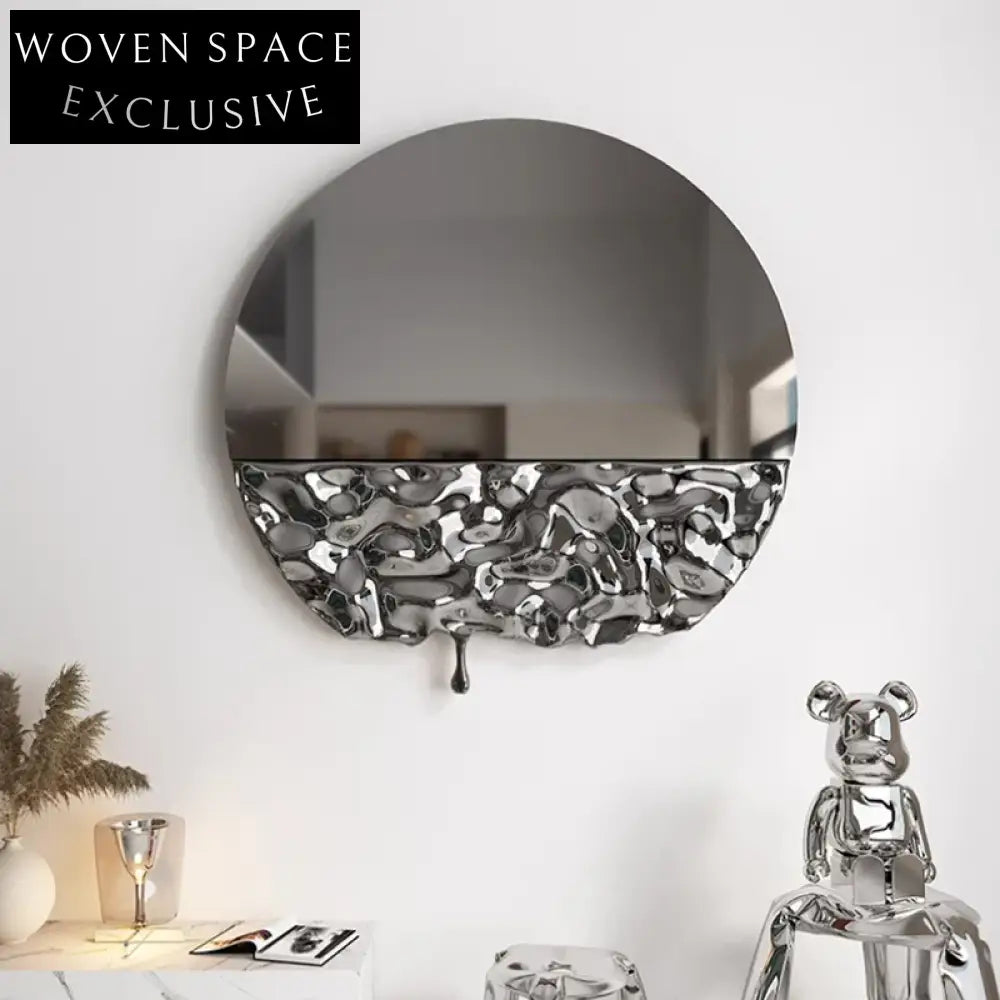 Modern Luxury Water Ripple Stainless Steel Round Hanging Wall Art Decoration