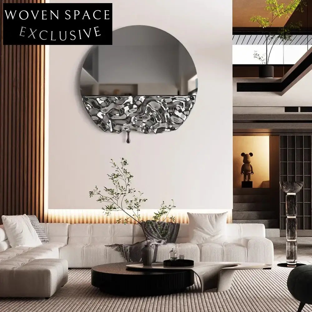 Modern Luxury Water Ripple Stainless Steel Round Hanging Wall Art Decoration