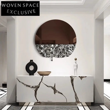 Modern Luxury Water Ripple Stainless Steel Round Hanging Wall Art Decoration