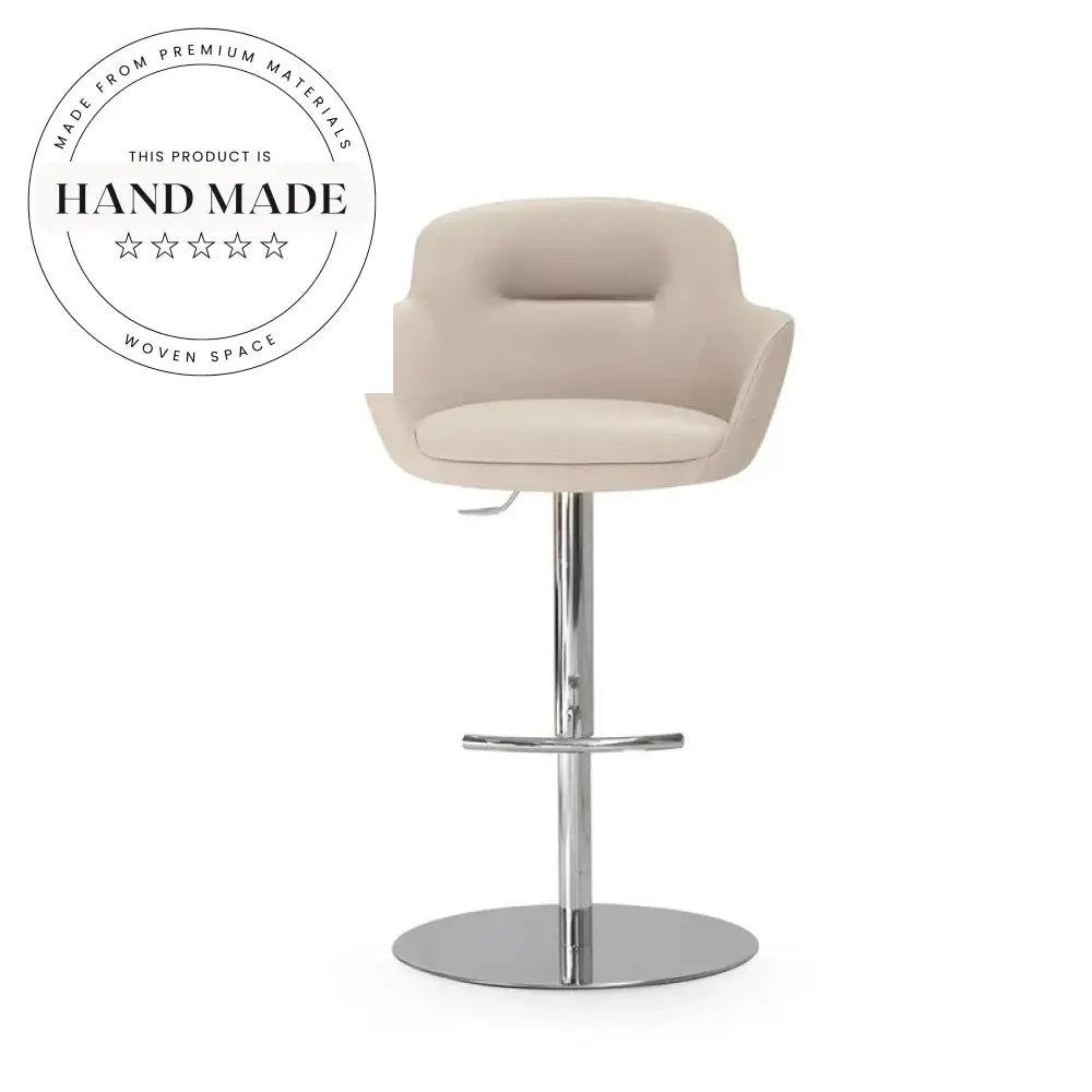 Modern Luxury White Leather Swivel Metal Counter Height Bar Stool