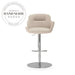 Modern Luxury White Leather Swivel Metal Counter Height Bar Stool