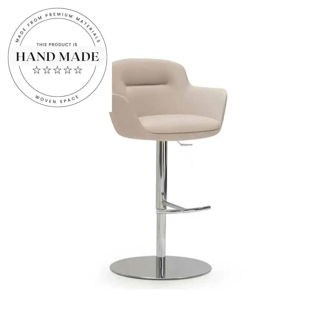 Modern Luxury White Leather Swivel Metal Counter Height Bar Stool