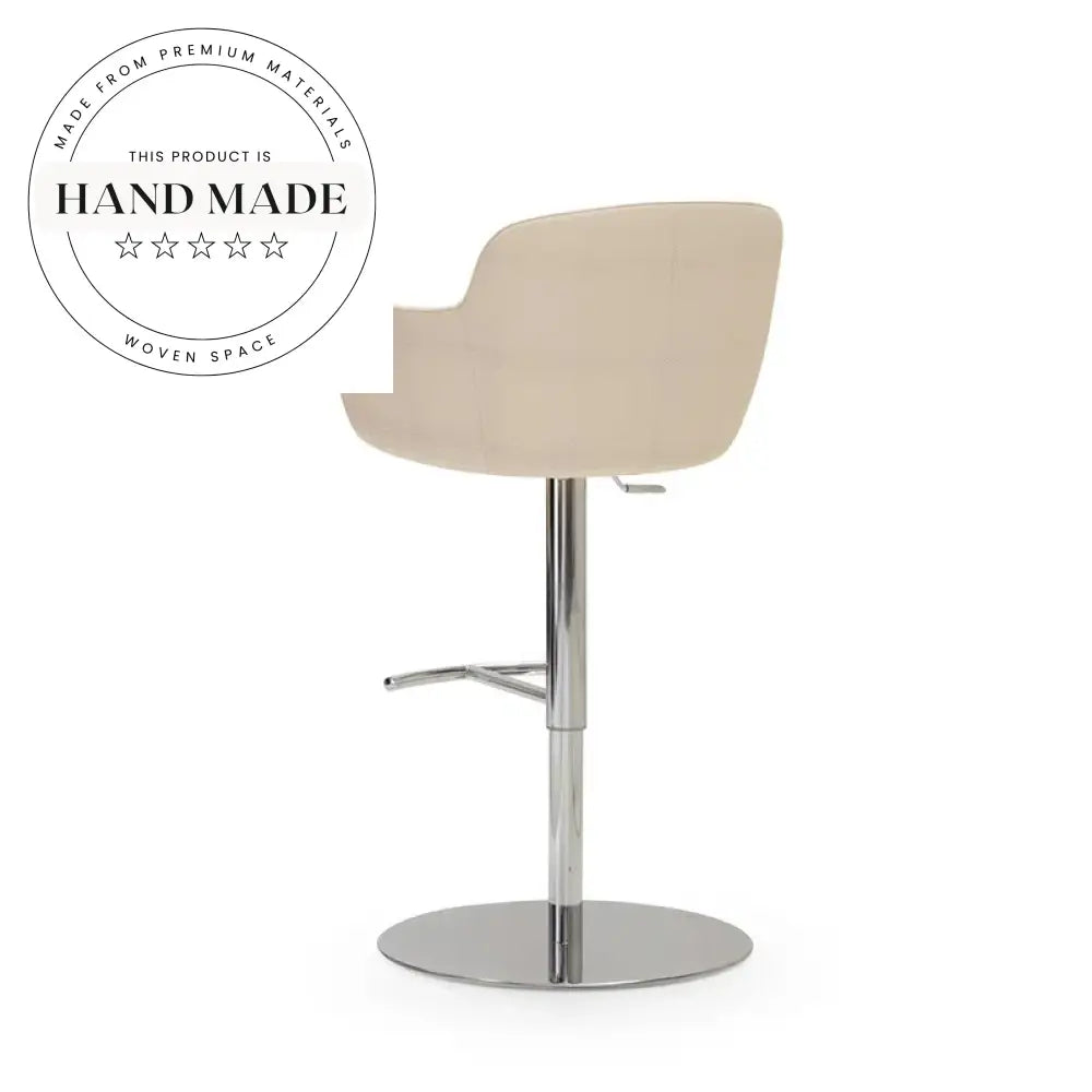 Modern Luxury White Leather Swivel Metal Counter Height Bar Stool