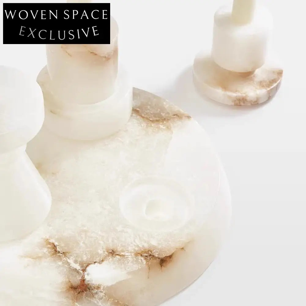 Modern Luxury White Marble Candle Holder - Elegant Home Decor Accent Piece