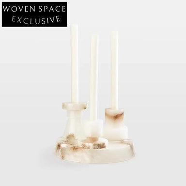Modern Luxury White Marble Candle Holder - Elegant Home Decor Accent Piece