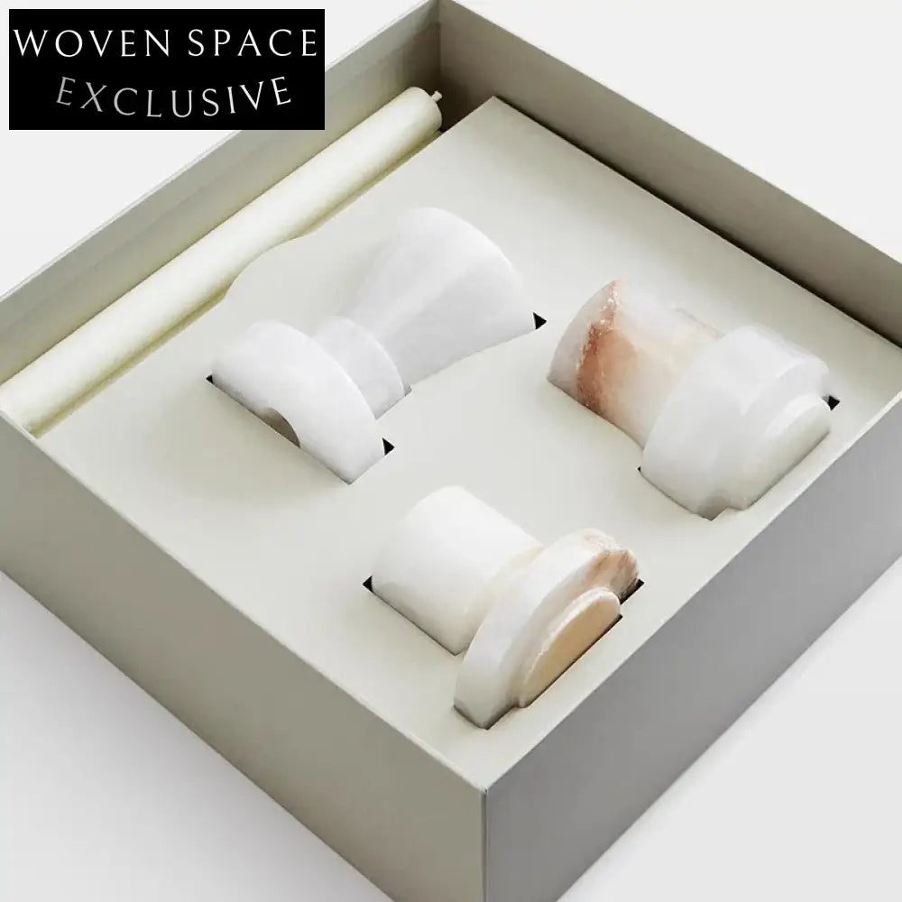 Modern Luxury White Marble Candle Holder - Elegant Home Decor Accent Piece