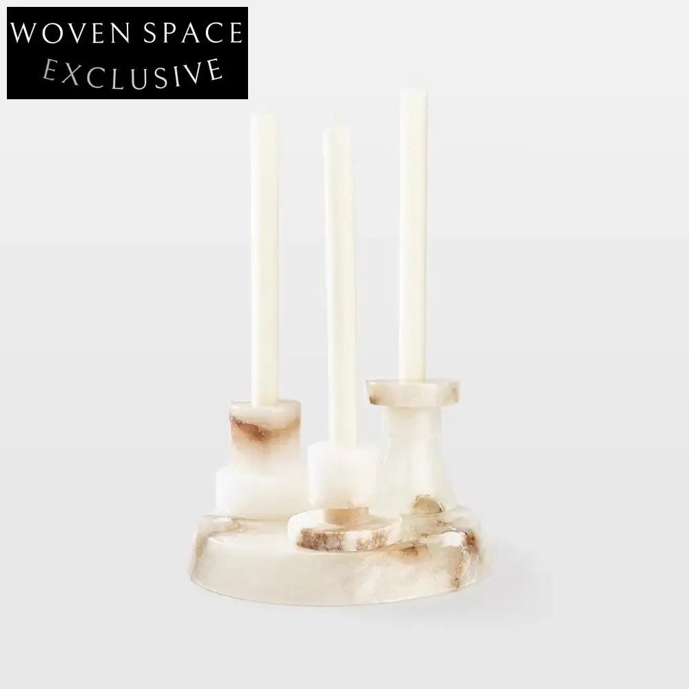 Modern Luxury White Marble Candle Holder - Elegant Home Decor Accent Piece