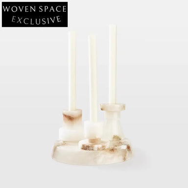 Modern Luxury White Marble Candle Holder - Elegant Home Decor Accent Piece