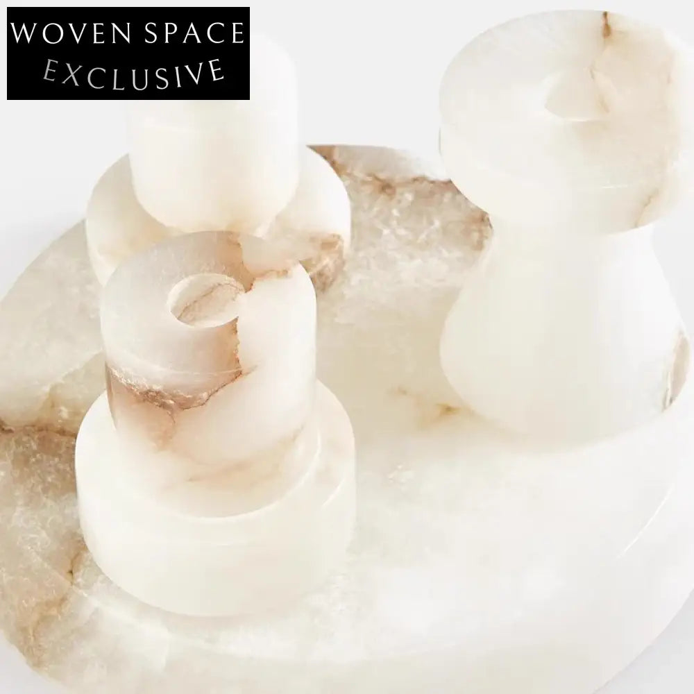 Modern Luxury White Marble Candle Holder - Elegant Home Decor Accent Piece