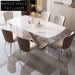 Modern Luxury White Rectangle Slate Top Sturdy Metal Base Dining Table