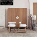 Modern Luxury White Teddy Fabric Dining Accent Chair with Solid Wood Legs