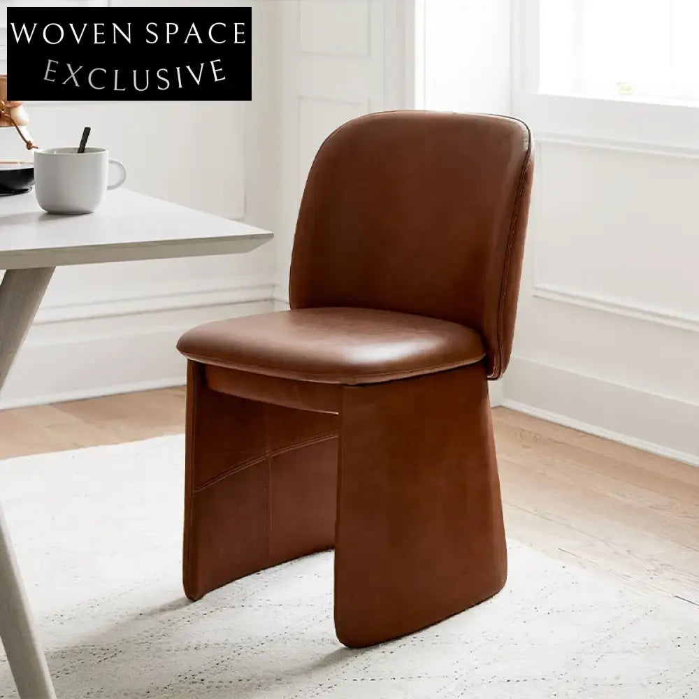 Modern Luxury Wood Frame Leather Upholstered Dining Chair for Home Restaurant