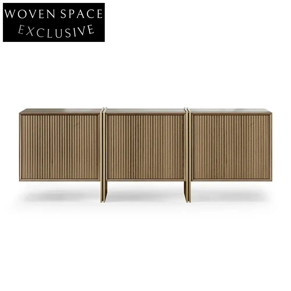 Modern Luxury Wood Stainless Steel Living Room Storage Side Cabinet