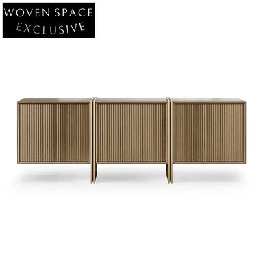 Modern Luxury Wood Stainless Steel Living Room Storage Side Cabinet