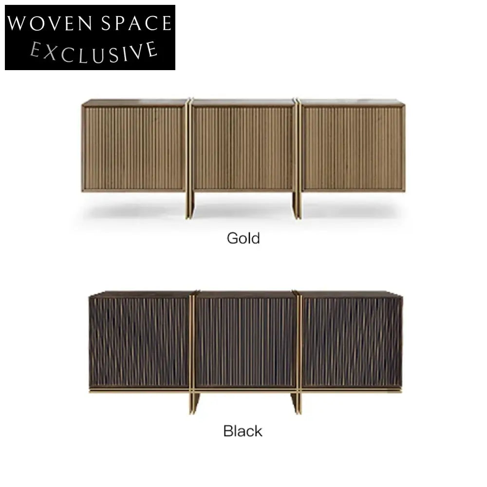 Modern Luxury Wood Stainless Steel Living Room Storage Side Cabinet