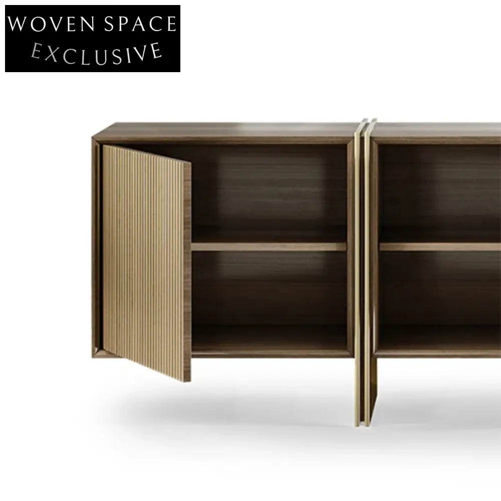 Modern Luxury Wood Stainless Steel Living Room Storage Side Cabinet