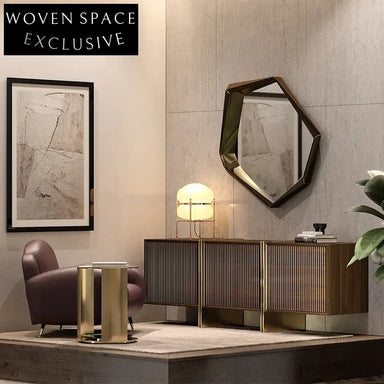 Modern Luxury Wood Stainless Steel Living Room Storage Side Cabinet