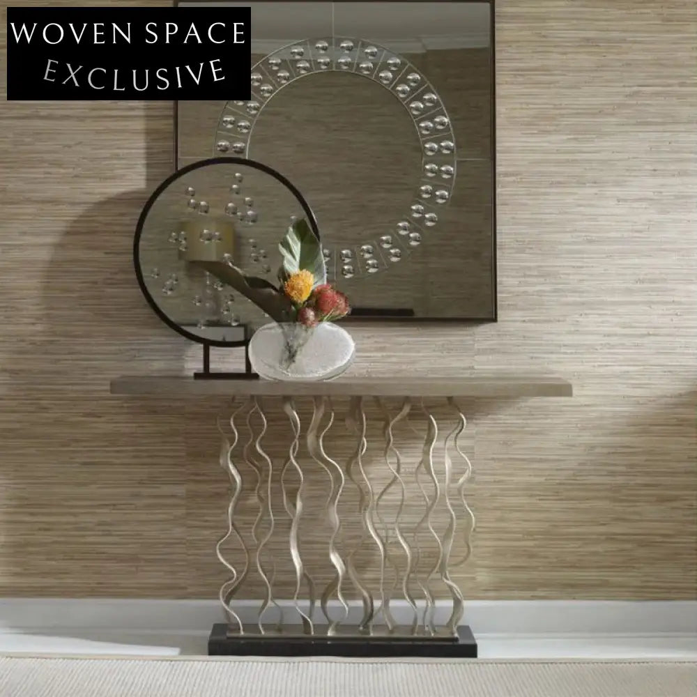 Modern Luxury Wood Top Stainless Steel Console Table for Elegant Living Rooms