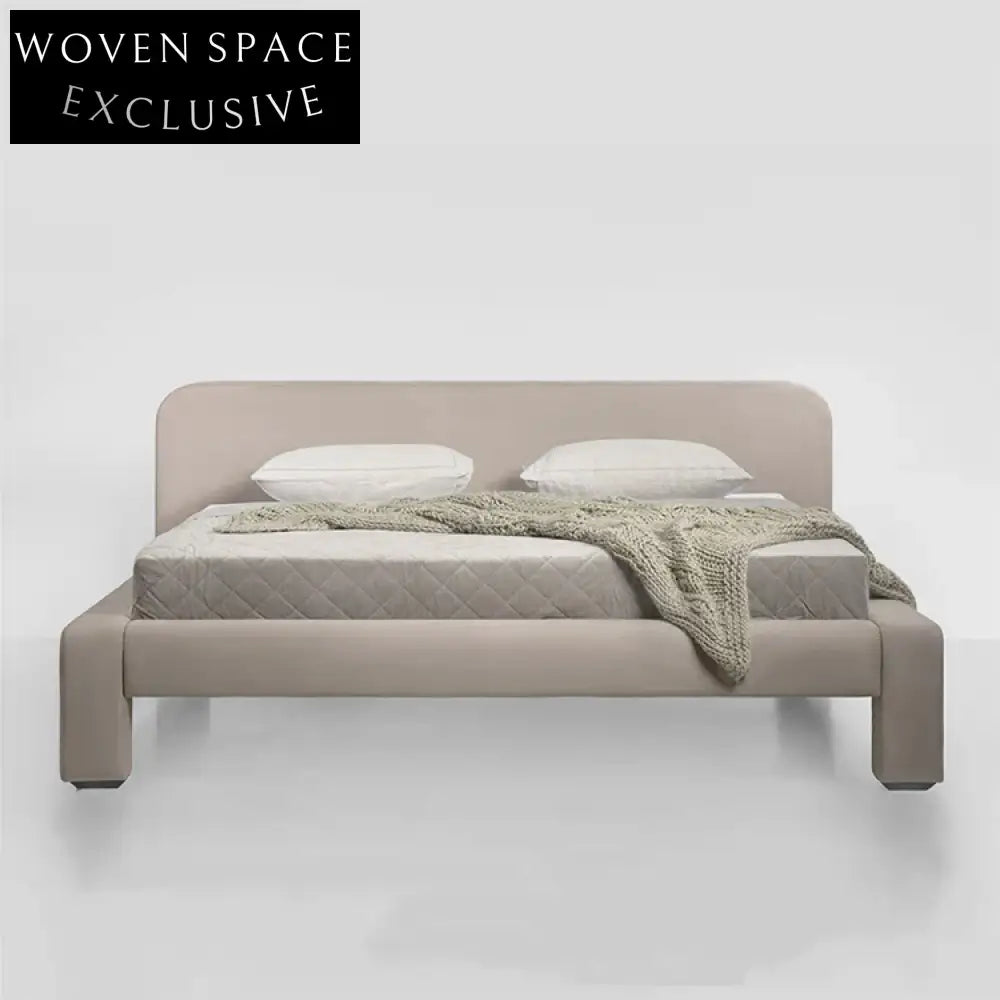 Modern Luxury Wooden Frame Fabric Double Bed with Sponge Soft Cushion