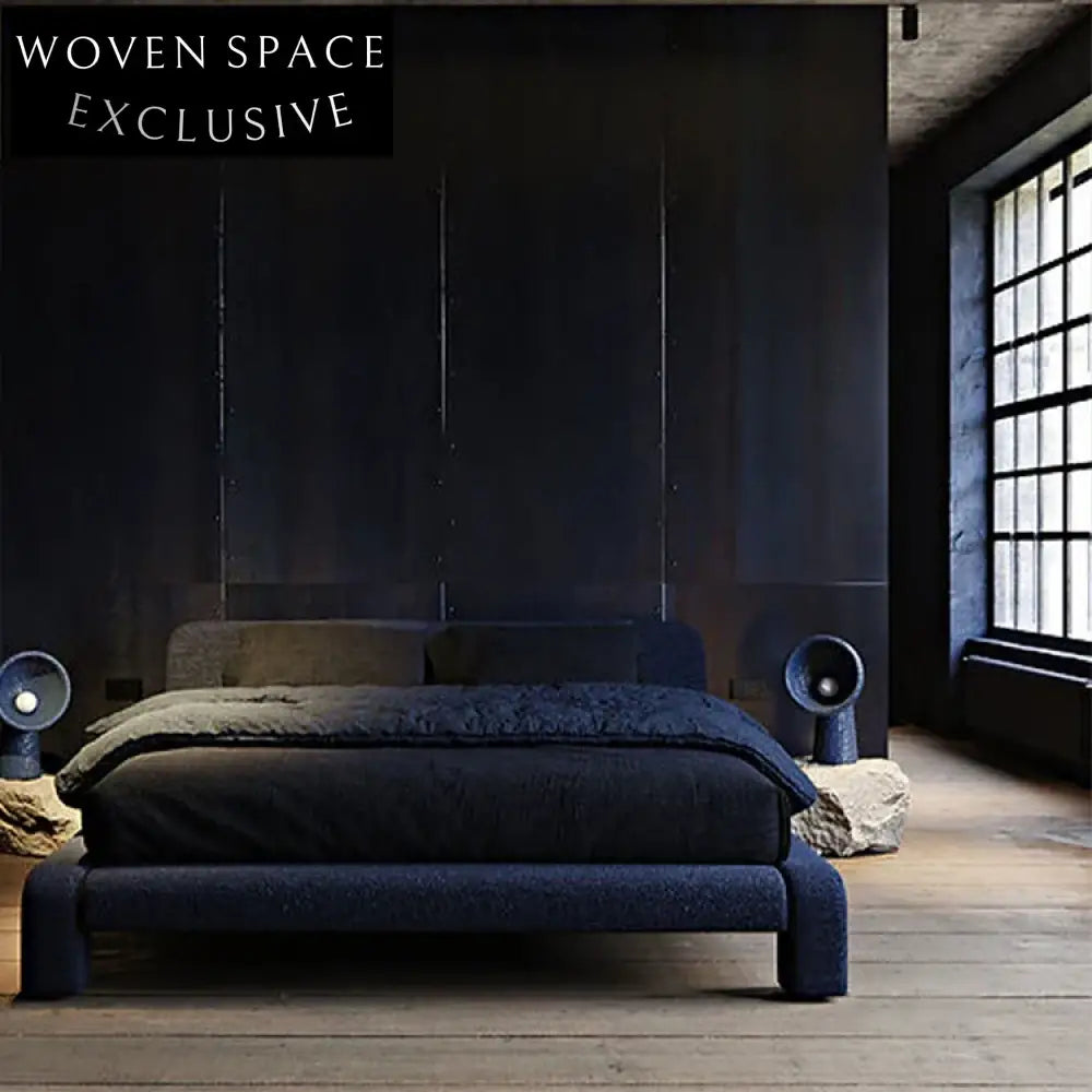 Modern Luxury Wooden Frame Fabric Double Bed with Sponge Soft Cushion