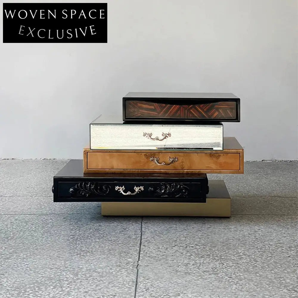 Modern Luxury Wooden Nightstand for Bedroom, Hotel, Home Furniture with Metal Accents