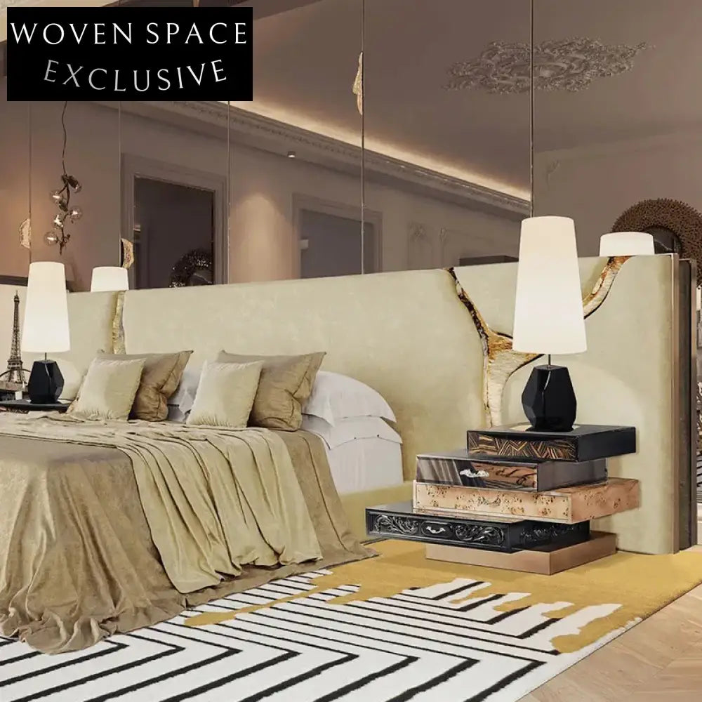 Modern Luxury Wooden Nightstand for Bedroom, Hotel, Home Furniture with Metal Accents