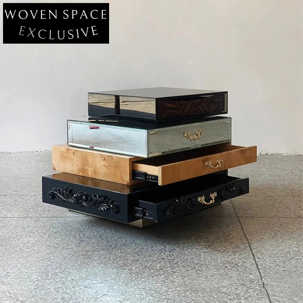 Modern Luxury Wooden Nightstand for Bedroom, Hotel, Home Furniture with Metal Accents