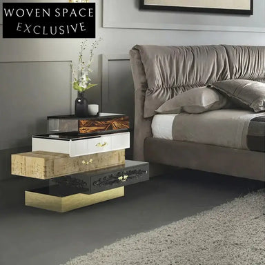 Modern Luxury Wooden Nightstand for Bedroom, Hotel, Home Furniture with Metal Accents