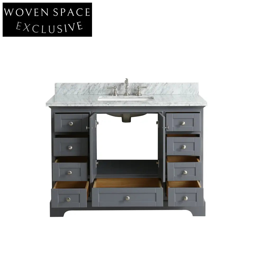 Modern Luxury Wooden Single Sink Bathroom Vanity Cabinet with Countertop