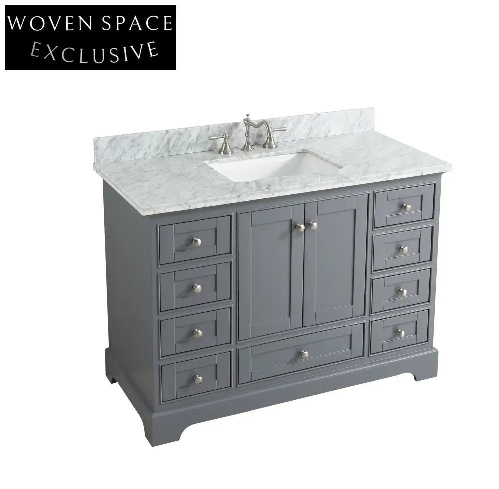 Modern Luxury Wooden Single Sink Bathroom Vanity Cabinet with Countertop
