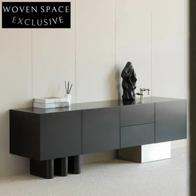 Modern Luxury Wooden TV Stand Console Table with Drawers and Shelving
