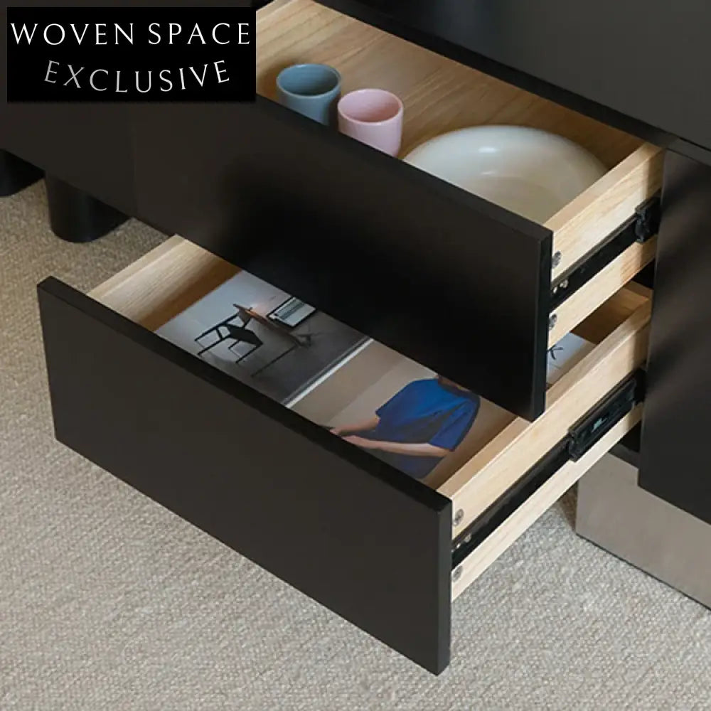 Modern Luxury Wooden TV Stand Console Table with Drawers and Shelving