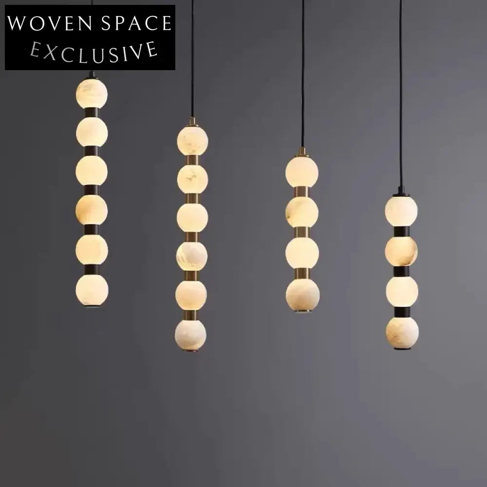 Modern Marble LED Pendant Lighting Fixture, Adjustable Height, Nordic Design Lamp