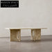 Modern Marble Rectangle Coffee Table with Natural Finish