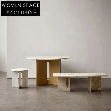 Modern Marble Rectangle Coffee Table with Natural Finish