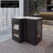 Modern Marble Top Coffee Table, Elegant Wooden Base, Built-in Storage Cabinet