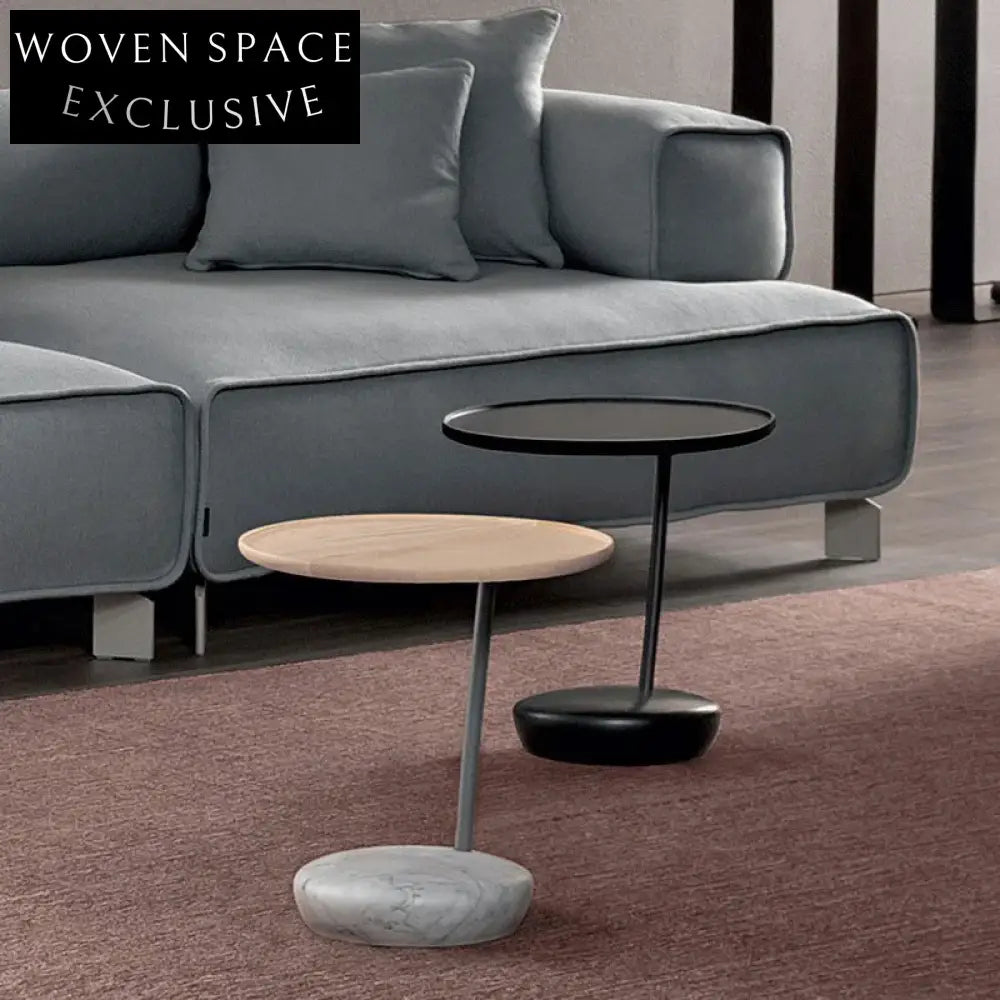 Modern Marble Top Solid Wood Base Round Corner Luxury Home Coffee Table