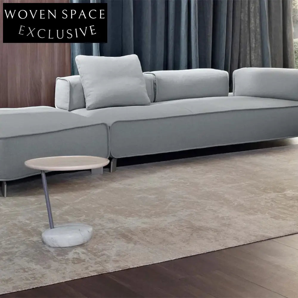 Modern Marble Top Solid Wood Base Round Corner Luxury Home Coffee Table