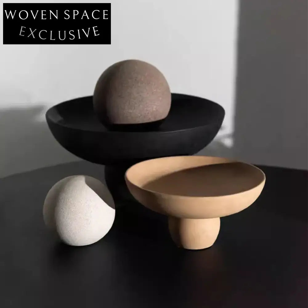 Modern Matte Black Ceramic Fruit Bowl for Chic Home Decor Display