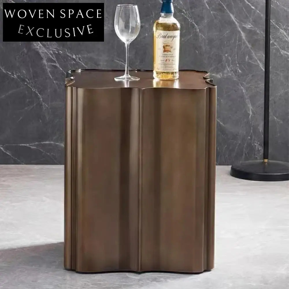 Modern Matte Brass Metal Sofa Side Nightstand Coffee Table