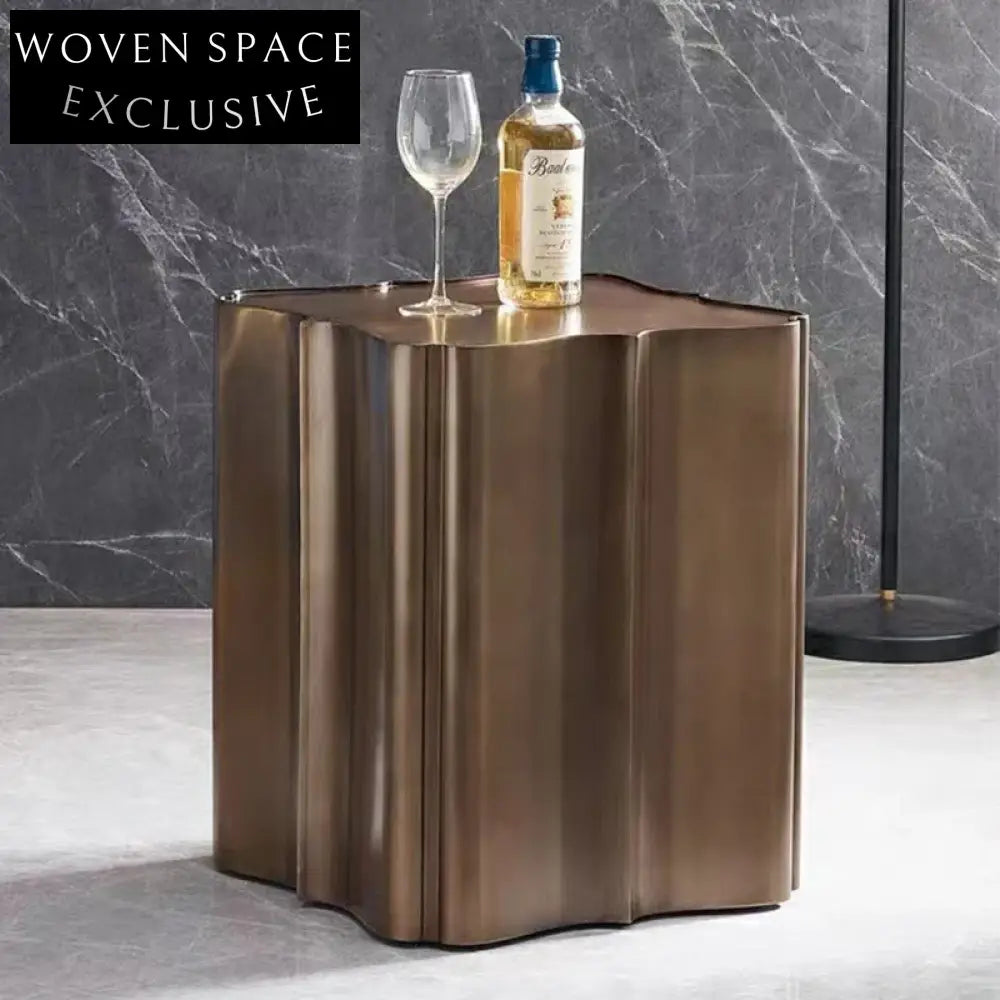 Modern Matte Brass Metal Sofa Side Nightstand Coffee Table