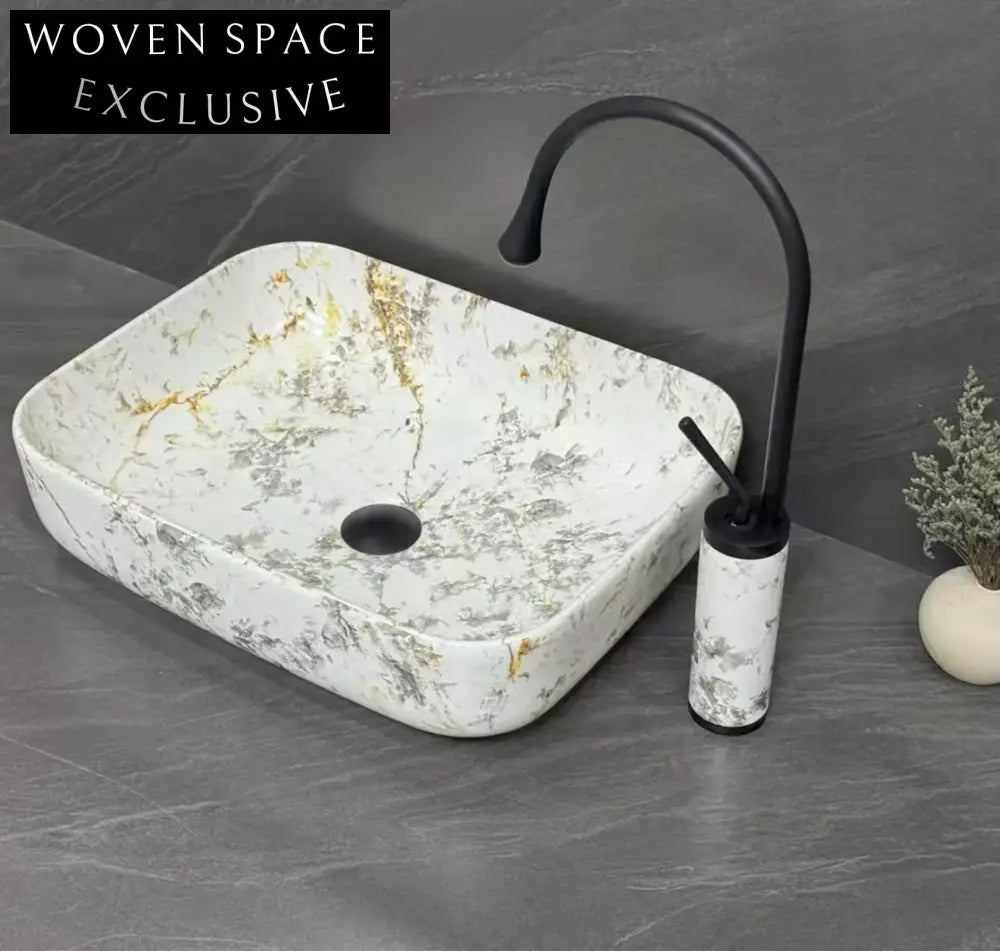 Modern Matte Finish Art Marble Above Counter Bathroom Basin