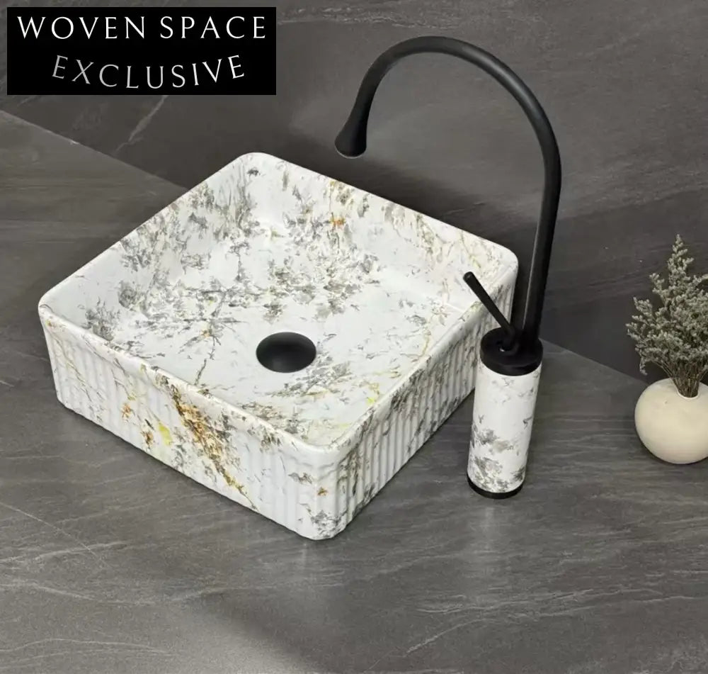 Modern Matte Finish Art Marble Above Counter Bathroom Basin
