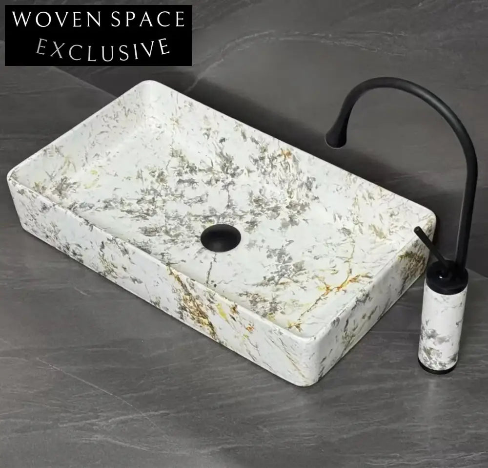 Modern Matte Finish Art Marble Above Counter Bathroom Basin