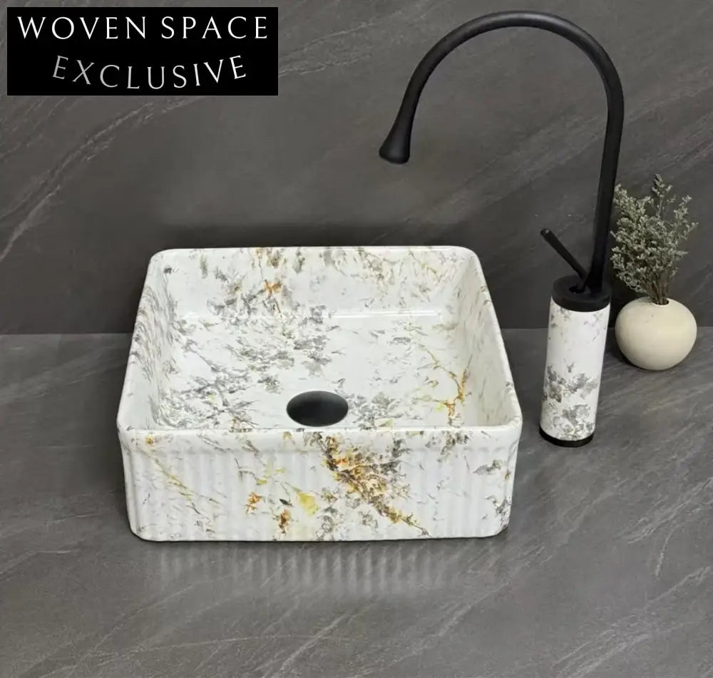 Modern Matte Finish Art Marble Above Counter Bathroom Basin