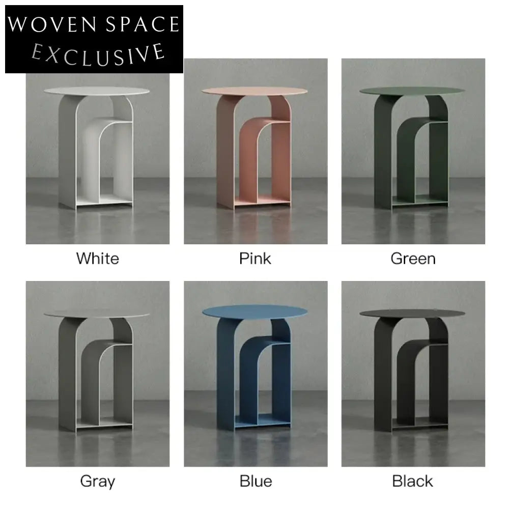 Modern Metal Accent Side Table, Round Living Room Coffee Table