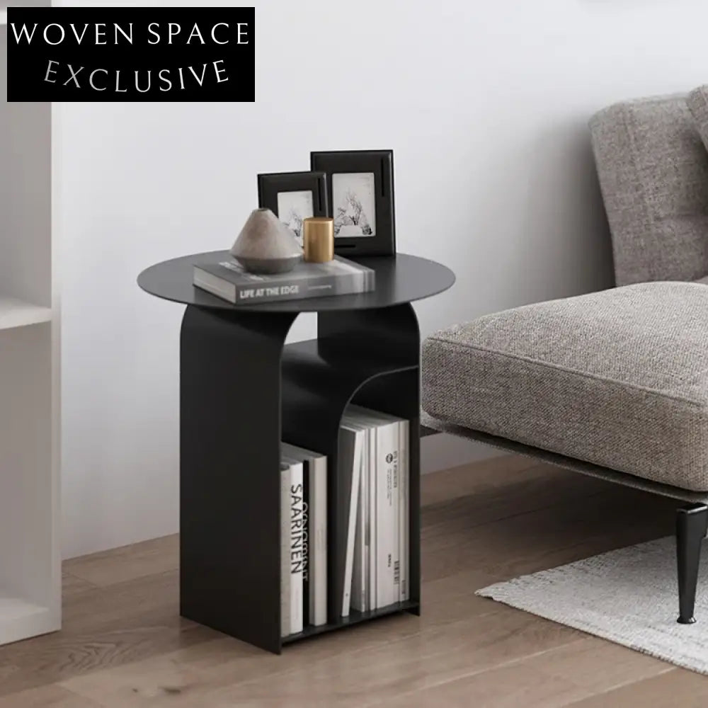 Modern Metal Accent Side Table, Round Living Room Coffee Table