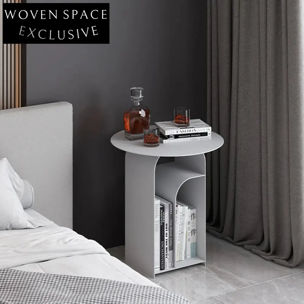 Modern Metal Accent Side Table, Round Living Room Coffee Table