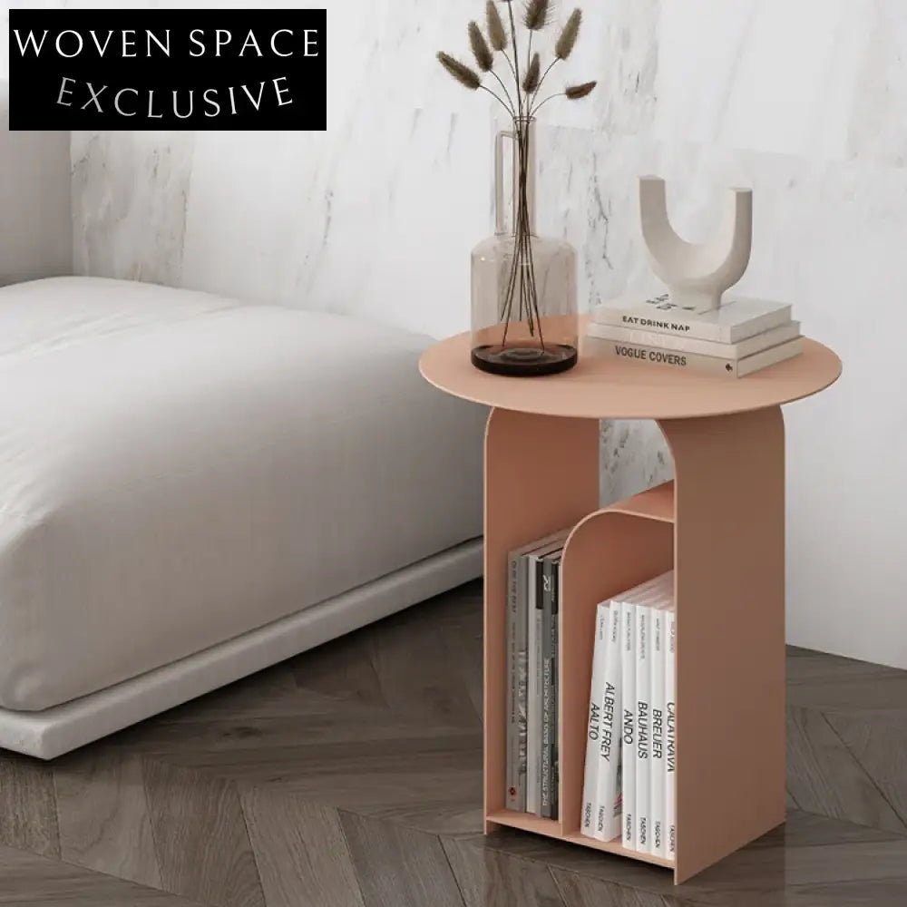 Modern Metal Accent Side Table, Round Living Room Coffee Table