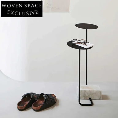 Modern Metal Coffee Side Table with Marble Base and Creative Design